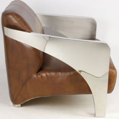 Canapés - Canapé Le Rutilant en cuir et inox - Élégance et originalité - JP2B DECORATION