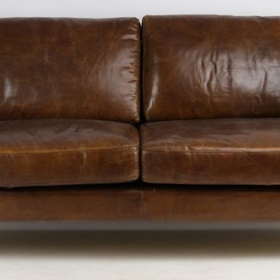 Sofas - Orlando Leather Sofa - 3-Seater Vintage Cigar - JP2B DECORATION
