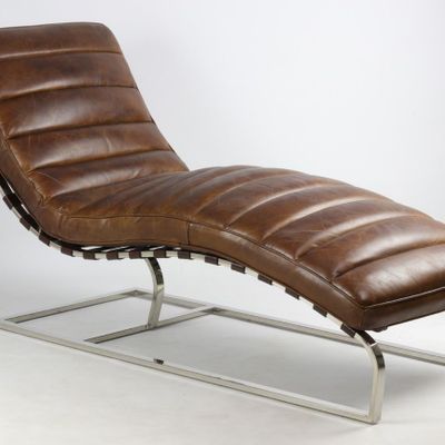 Armchairs - New York Chaise Longue in Cigar Leather - Elegance and Comfort - JP2B DECORATION