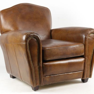 Armchairs - Club Charleston Leather Armchair - Vintage Cigar - JP2B DECORATION