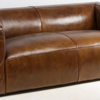 Sofas - Boston Leather Sofa - 3-Seater Vintage Cigar - JP2B DECORATION