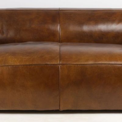 Canapés - Canapé Boston en Cuir - 3 Places Vintage Cigare - JP2B DECORATION