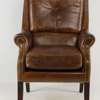 Armchairs - Chicago Leather Armchair - Vintage Cigar - JP2B DECORATION