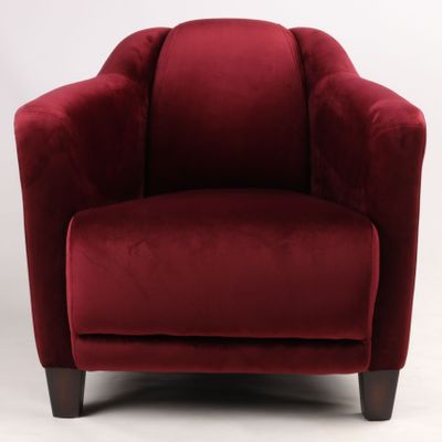 Fauteuils - Fauteuil Gentleman en velours rouge vin – Élégance et confort intemporel - JP2B DECORATION