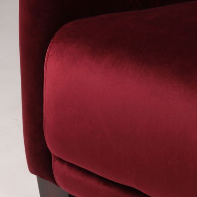 Fauteuils - Fauteuil Gentleman en velours rouge vin – Élégance et confort intemporel - JP2B DECORATION