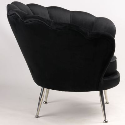 Fauteuils - Fauteuil Fleur Noir en Velours – Élégance et Confort Floral - JP2B DECORATION