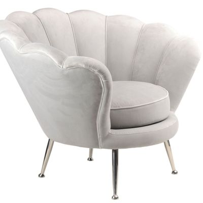 Fauteuils - Fauteuil Fleur Gris en Velours – Élégance et Confort Chic - JP2B DECORATION