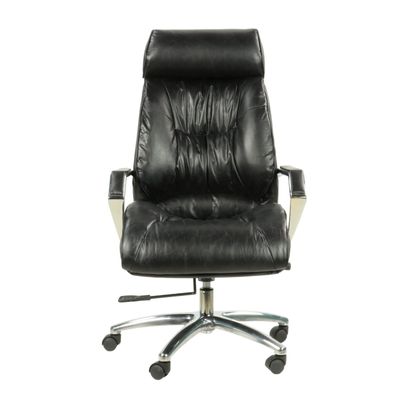 Fauteuils - Fauteuil de Direction en Cuir Noir - Réglable et Confortable - JP2B DECORATION