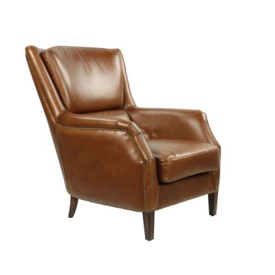 Armchairs - Library Armchair, Havana leather, wide and comfortable seating, classic design - JP2B DECORATION