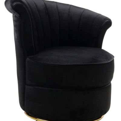 Fauteuils - Fauteuil Swan Noir - Design compact et pivotant en velours - JP2B DECORATION