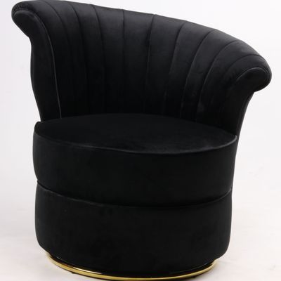 Armchairs - Swan Black Armchair - Compact and Swivel Velvet Design - JP2B DECORATION