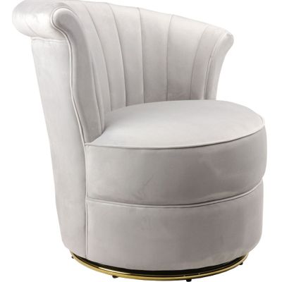 Armchairs - Swan Grey Armchair - Compact and Swivel Velvet Design - JP2B DECORATION