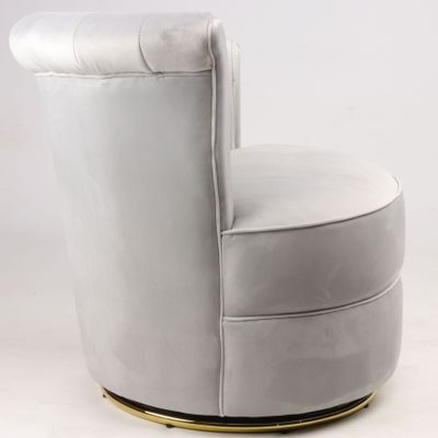 Armchairs - Swan Grey Armchair - Compact and Swivel Velvet Design - JP2B DECORATION