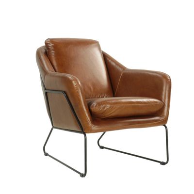 Armchairs - Majestic Armchair in Havana leather, elegant and durable - JP2B DECORATION