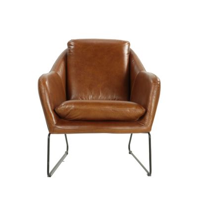 Armchairs - Majestic Armchair in Havana leather, elegant and durable - JP2B DECORATION