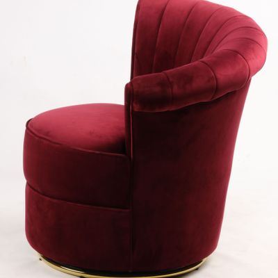 Fauteuils - Fauteuil Velours Rouge - Design compact et pivotant - JP2B DECORATION