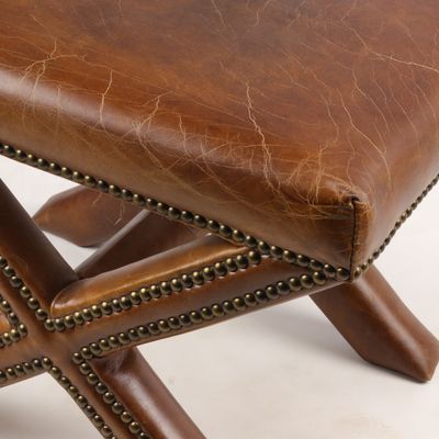 Stools - X Leather Stool - Elegance and Comfort for Your Interior - JP2B DECORATION