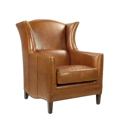 Fauteuils - Fauteuil Palmiers cuir Havana, design élégant et confortable - JP2B DECORATION