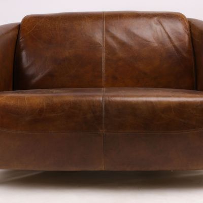 Canapés - Canapé Georgio 2 places en cuir véritable, style vintage - JP2B DECORATION