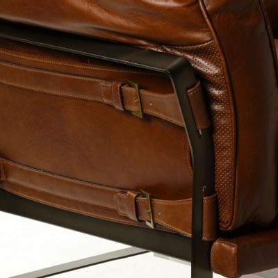 Sofas - Williamsburg 3-seater sofa in genuine leather, modern industrial design - JP2B DECORATION