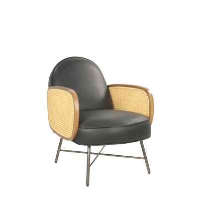 Fauteuils - Fauteuil en cuir et métal, design moderne, assise confortable - JP2B DECORATION
