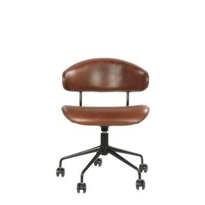 Armchairs - Leather and metal swivel chair, modern design, ergonomic seating - JP2B DECORATION