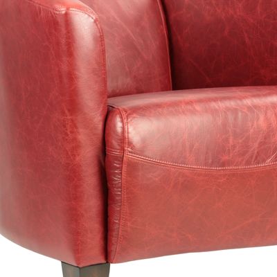 Fauteuils - Fauteuil Georgio en cuir rouge, design épuré, compact et élégant - JP2B DECORATION