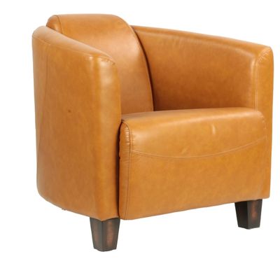Fauteuils - Fauteuil Georgio en cuir tan, design épuré, compact et élégant - JP2B DECORATION