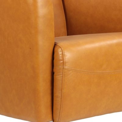Fauteuils - Fauteuil Georgio en cuir tan, design épuré, compact et élégant - JP2B DECORATION