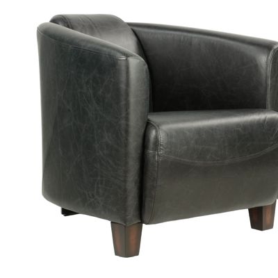 Armchairs - Georgio leather armchair, black, sleek design, compact and elegant - JP2B DECORATION