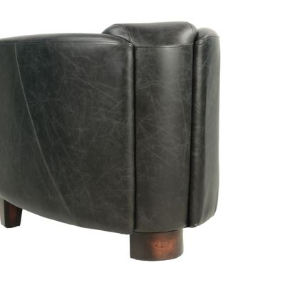 Armchairs - Georgio leather armchair, black, sleek design, compact and elegant - JP2B DECORATION