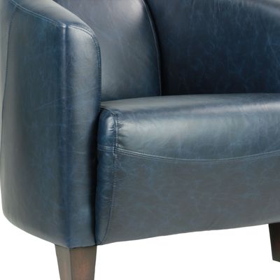 Fauteuils - Fauteuil Georgio en cuir bleu, design épuré, compact et élégant - JP2B DECORATION