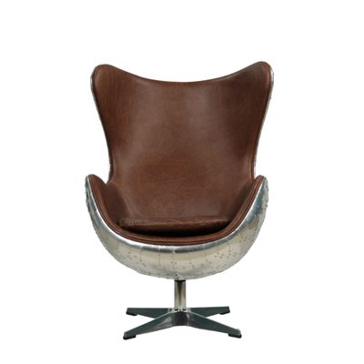 Armchairs - Jacobs Aéro Cigar Armchair in Leather and Aluminum - Trendy and Cozy Design - JP2B DECORATION