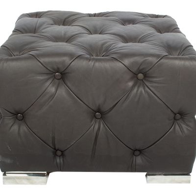 Tabourets - Repose-pied Chester Black en cuir – Design élégant et confortable - JP2B DECORATION