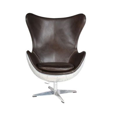 Armchairs - Jacobs Aéro Black Armchair in Leather and Aluminum - Modern and Comfortable Design - JP2B DECORATION