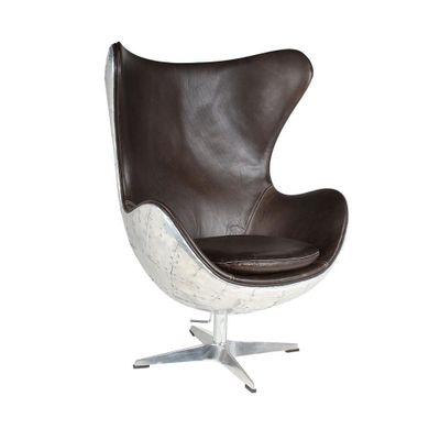Armchairs - Jacobs Aéro Black Armchair in Leather and Aluminum - Modern and Comfortable Design - JP2B DECORATION