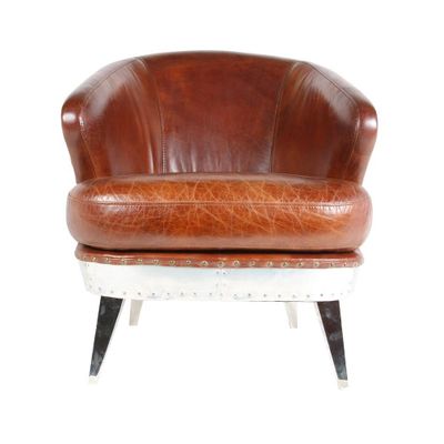 Armchairs - Vegas Aéro Cigar Armchair in Leather and Aluminum - Modern and Chic Style - JP2B DECORATION