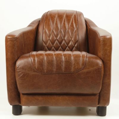 Armchairs - The Prestigious Armchair in Vintage Leather - Comfort and Retro Style - JP2B DECORATION