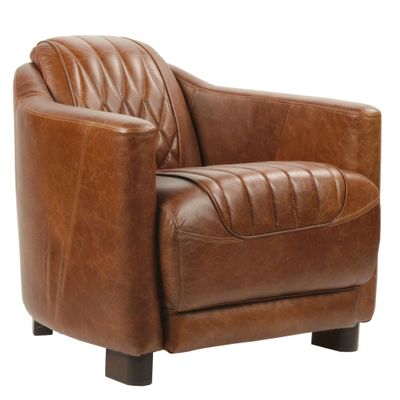 Armchairs - The Prestigious Armchair in Vintage Leather - Comfort and Retro Style - JP2B DECORATION