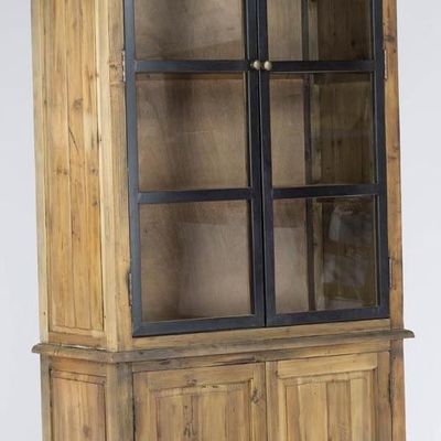 Bookshelves - Industrial wood and metal buffet, 4 doors, 230 cm - JP2B DECORATION