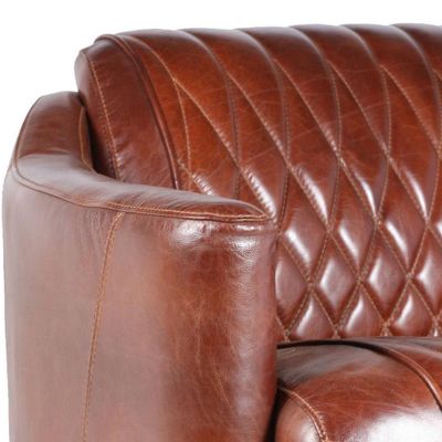 Sofas - Le Prestigieux Sofa in Cigar Leather, Vintage Style and High-End Comfort - JP2B DECORATION
