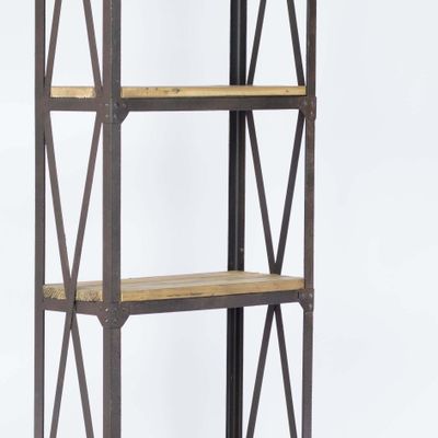 Etagères - Étagère industrielle en bois et métal, 220 cm, design robuste - JP2B DECORATION