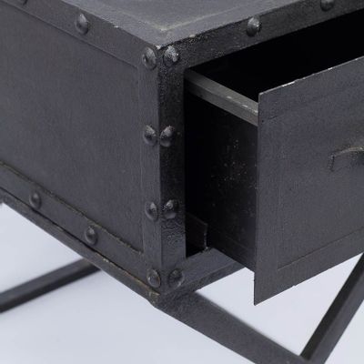 Other tables - Industrial side table, hammered black metal, 60 cm - JP2B DECORATION