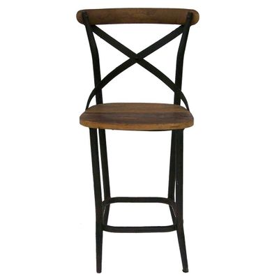 Chairs - Bar stool II, wood and metal, industrial design - JP2B DECORATION