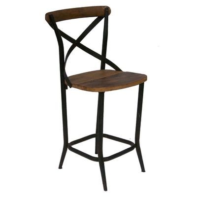 Chaises - Tabouret de bar II en bois et métal, design industriel - JP2B DECORATION