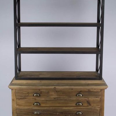 Bibliothèques - Bibliothèque industrielle en bois et métal, grande capacité, design vintage - JP2B DECORATION