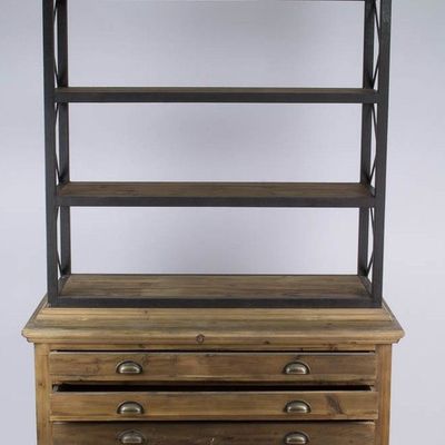 Bookshelves - Industrial bookshelf, wood and metal, large capacity, vintage design - JP2B DECORATION