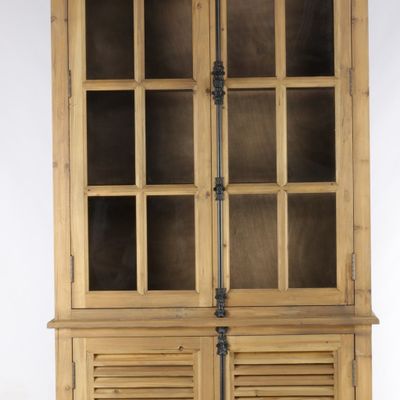 Bookshelves - Vintage industrial display cabinet in recycled wood, 223 cm, 4 shelves - JP2B DECORATION