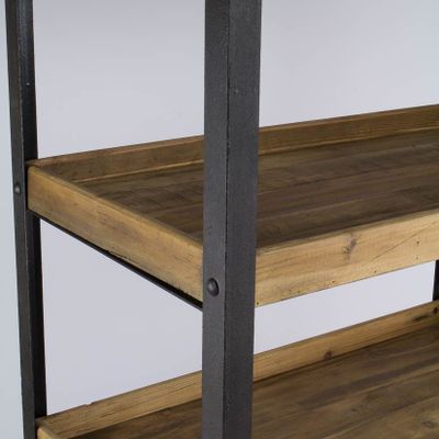 Sideboards - Industrial vintage cart in metal and recycled wood, 170 cm - JP2B DECORATION