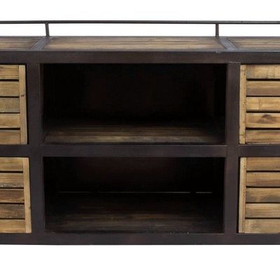 Buffets - Enfilade en métal et bois recyclé, 170 cm, style industriel vintage - JP2B DECORATION